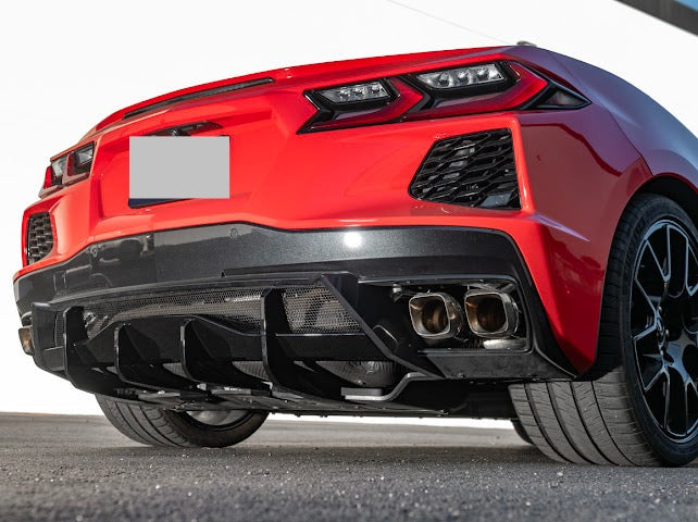 2020-Up Corvette C8 STINGRAY & Z51 | CARBON FLASH 3Pcs Rear Bumper *ADD-ON* Diffuser Lip